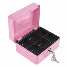 Caja de dinero rosa con bandeja insertable para caja registradora, cajón de cajero, almacenamiento, mini portátil, de acero, con cerradura, caja de seguridad para efectivo - Rosa - Ver 8
