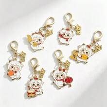 12pcs/6pcs Cartoon Chinese Style Sheep Keychain 2027, Lucky Gold Ingot Drum Red Envelope Pendant, New Year Spring Festival Birthday Gift Ornament - Multicolor - View 4