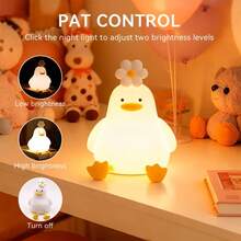 Lampu Malam Bebek Lucu Isi Ulang USB, Suhu Warna dan Kecerahan Dapat Diatur, Cocok untuk Dekorasi Kamar Tidur, Kantor, atau Berbagai Ruangan, serta Hadiah Natal dan Ulang Tahun, Mati Otomatis Setelah 30 Menit - Putih - View 6