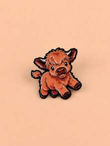 Cute & Lively Highland Cow Enamel Brooch - Fluffy Animal Pin, Suitable For Backpacks And Jackets - Multicolor - View 3
