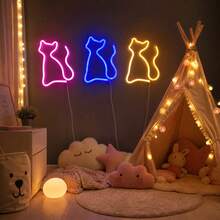 1pc Cat Neon Wall Decor Hanging Light, Battery & USB Powered, Romantic Fairy Light For Home, Holiday, Party, Birthday Theme Scene Atmosphere, Bedroom Room Decoration - Cat Neon Sign - View 9
