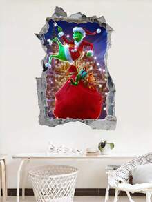 The Grinch The New Style Christmas Wall Decal, PVC Cartoon Movie Green Monster Wall Sticker - Multicolor - View 2