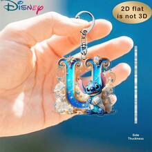 Disney Stitch Letter Embroidered Keychain, 26 'A-Z' Floral Cartoon Patterns, Acrylic Pendant With Chain, Suitable For Bags, Keys And Car Keys, Travel Accessory Gift, Cute Floral Keychain Design, Smooth Surface, Keychain, Decorative Keychain, Cartoon Keychain, Christmas Gift, Fan Gift, 2D Flat Gift, Holiday Gift, Home Decor - Multicolor - View 28