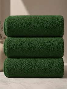 1pc/3pcs Optional Solid Color Christmas Style Towel Bath Towel Set, High Absorbency Soft Thick Towel, Home Bathroom Machine Washable Bath Towel - Multicolor - View 6