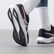 Asics New Women's HYPER SPEED 4 Racing Cushioning Comfortable Breathable Casual Running Shoes - Black/White Orange - View 4