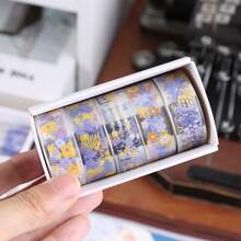 5 Rolls Highly Attractive Transparent Floral Washi Tape Set, Fresh Flower & Plant Scrapbooking Collage Decorative Material - Washi Tape - View 3