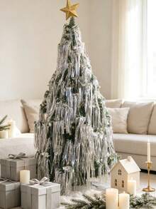 3000pcs Silver Christmas Tree Tinsel Foil Fringe Icicles- Christmas Tree Iridescent Tinsel Vintage Style Christmas Icicle Tinsel Strands Plastic Reflective Hanging Decorations For Christmas Tree, Window, Stair - Multicolor - View 2