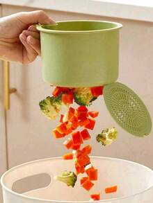 1/2pcs Hanging Sink Food Strainer Basket Set With Crevice Cleaning Brush, Press‑To‑Empty Kitchen Drain Residue Filter Catcher For Leftovers Fruit Vegetable - Multi-color - View 4