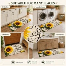 1 chiếc thảm trang trí nhà cửa hình chữ nhật in họa tiết hoa hướng dương, chống trượt, bằng bùn diatom, phù hợp cho phòng khách, phòng ngủ, hành lang, phòng tắm, phòng giặt, thảm polyester dùng được trong nhà và ngoài trời - Nhiều màu - Xem 6