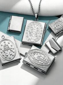 3Pcs Vintage Locket Charms, 304 Stainless Steel Openable Photo Pendant, Charms For Jewelry Making, DIY Necklace Bracelet Making Accessories - Locket Pendant - View 5