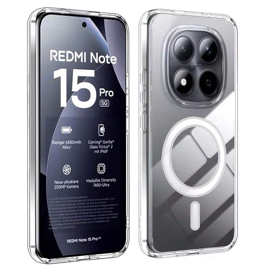 透明磁吸手機殼,適用於小米,透明硬 PC 背板搭配柔軟 TPU 框架,全相機大孔保護,超薄輕量設計,兼容 Redmi 17 4G 5G/Note 17 4G 5G/Note 17 Pro 5G/Note 15 4G/Note 15 5G/Note 15 Pro/Note 15 Pro Plus/17T/17T Pro/17 系列 - 無色 - 查看 1