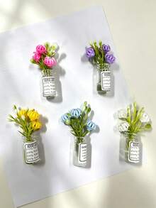 Mini Vase Desktop Ornament, Mini Fridge Magnet Resin Miniature Fridge Accessory Kitchen Decoration (Multi-Color) Holiday Gift - Multicolor - View 5
