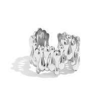 2pcs/1pc Autumn 18K Gold Plated Chunky Hammered Stainless Steel Open Ring, Punk Style Party Stackable Jewelry Gift, Adjustable Statement Ring, Suitable For Daily, Party, Vacation Wear, Gift For Her - Multicolor - View 6