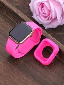 2合1運動矽膠錶帶與錶殼，相容 40mm、41mm、42mm、44mm、45mm、46mm 與 49mm 尺寸，柔軟舒適鉚接矽膠錶帶搭配防震鏤空矽膠保護殼，相容 Series Ultra/12/11/10/9/8/7/6/5/4/SE 機型，防水運動錶帶與錶殼套組，男女適用 - 矽膠錶帶+錶殼-艷粉色 - 查看 6