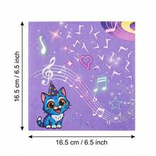 20/40/60Pcs,Purple Cartoon Cat Disposable Napkins,Lightning Bolt,Music Note And Star Printed Tissues,2-Ply Thick Music Theme Party Serviettes,Perfect For Birthday Parties,Music Gatherings,Cartoon Theme Parties And Table Decorations - Multicolor - View 7