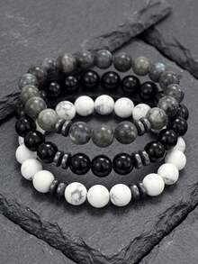 diffone 3/Pcs Set Handmade 8mm Stone Beads Bracelet Charms Round Yoga Meditation For Men Women Jewelry - Beaded Bracelet Set - View 11