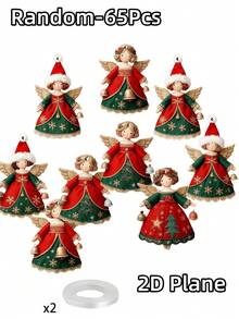 65/58/52/45/36/30/22/15/10/8Pcs MDF Christmas Angel Hanging Ornaments, Wooden Santa Decor For Tree Window Home Holiday Gift - Angel - View 19