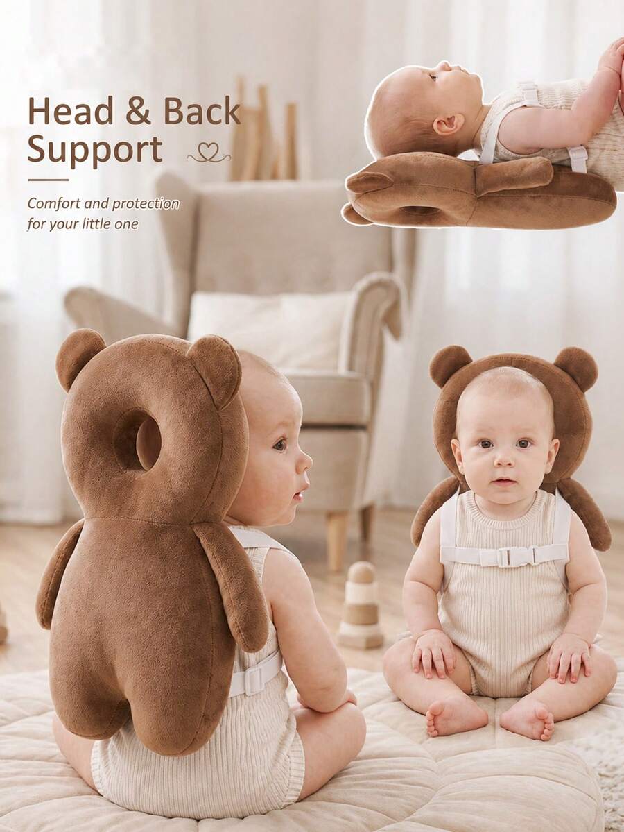 New Oversized Baby Head Protection Pillow & Cap, Anti-Collision Cartoon Cute Bear & Rabbit Design, Soft Plush Infant Head Guard Pillow, Adjustable Shoulder Strap Back Support Pad, Baby Learning To Walk Head Protection Pillow, Baby Walking Supplies, Infant Travel Gear, Head Protection Cap & Pad