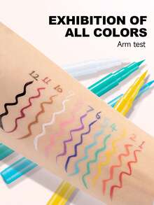 HANDAIYAN Set Eyeliner Cair Warna-warni 12 Buah: Cepat Kering, Anti Luntur, Sangat Cerah, Set Eyeliner Cair Matte - Set Hadiah Liburan Halloween, Natal, dan Cosplay. Kosmetik. Perlengkapan Pesta. Pilihan Warna Terbaik. - Hooked On You - View 4