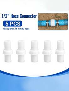 5pcs 1/2" HDPE Hose Connectors, Suitable For 16mm Inner Diameter Garden And Irrigation Hoses, Quick Connect Straight Pipe Connector (Requires Clamp) - 1/2-inch - View 7