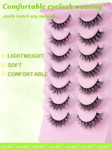 7 Pairs Cat Eye Lashes Natural Look False Eyelashes Short Wispy 3D Volume Fake Eye Lashes - Black - View 4