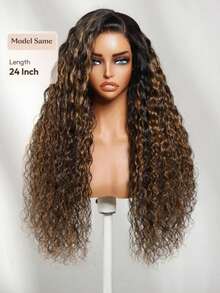 7x5 Bye Bye Slip™ Lace Closure Wig Gradient Brown Highlights Water Wave Style With Invisible Drawstring Breathable Pre-Styled Pre-Trimmed Pre-Bleached Pre-Plucked Glueless Wear Ready-To-Wear Fits All Head Sizes 100% Human Hair Dyeable Beginner Friendly Unice Wig - SNATURAL/30 - View 4