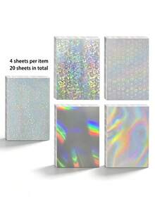 10/20/50pcs Holographic Laser Stickers, Printable Self-Adhesive Rainbow Glitter DIY Craft Stickers, Customizable Cuttable Labels For Planner, Gift Packaging, Phone Case, Notebook, Water Bottle Decoration - View 10