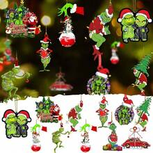 The Grinch The 11pcs(1Set) /6/2PCS ‑Themed Acrylic Christmas Tree Hanging Ornaments, Assorted Funny Character & Creative Pattern Print, Perfect For Christmas Home Decor, And Ideal As Xmas Tree Decoration And Holiday Creative Small Gift. - Cookie Monster - View 2