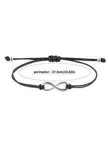 2 buah Gelang Tali Hitam dengan Liontin Infinity yang Dapat Diatur, Cocok untuk Pemakaian Sehari-hari - Gelang simbol tak terhingga - View 4