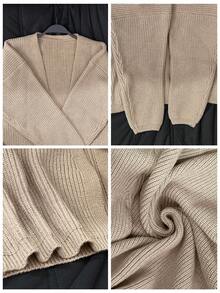 Jaket Sweater Luar Ruangan Longgar Berkerah Terbuka Model Slouchy Terbaru untuk Musim Gugur/Dingin - Khaki - View 10