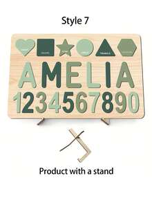 Personalized Wooden Name Puzzle, Handmade Pattern Name & Number Puzzle, Colorful Smooth Cut Blocks, Natural Solid Wood Rectangular Puzzle Board, Customized Personalized Name Engraved Design, Christmas Gift For Teens, First Birthday Gift. Suitable For Home Game Room Indoor Games, Suitable For Boys, Girls, Teens Sensory Learning Tools. - Multicolor - View 14