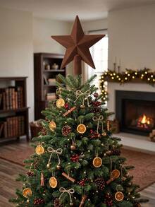 1pc Brown Christmas Tree Top Star, 7.87 Inch, Flocked Material Christmas Tree Top Decoration Star, Holiday Decor, Suitable For Indoor And Outdoor Party Home Decoration, Adding Festive Sparkling Atmosphere To Home And Office - Coffee - View 5