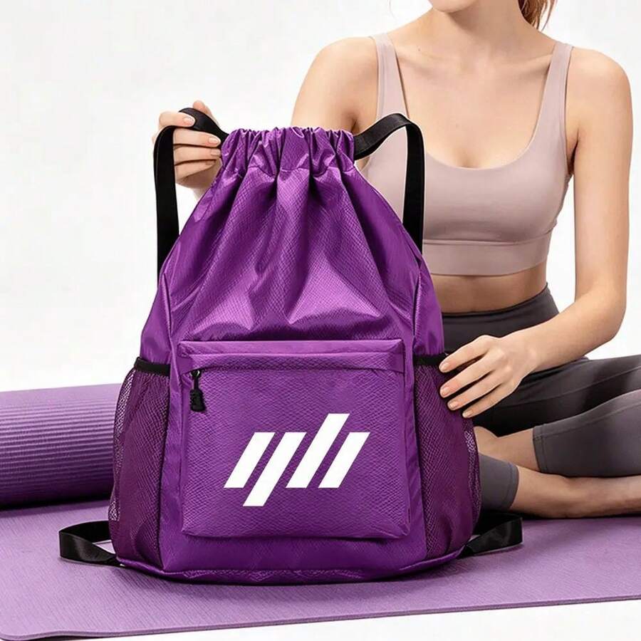 1pc Drawstring Backpack, Large Capacity Unisex Sports Basketball Swimming Training Fitness Outdoor Travel Storage Rucksack - Sports Backpack - View 1