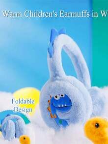 1pc Kids Cute Cartoon Dinosaur Earmuffs, Winter Foldable Plush Warm Earmuffs For Skiing, Walking, Running, Cycling - Multicolor - View 6