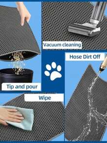 1pc Double Layer Cat Litter Mat Non-Slip Pet Cleaning Mat Litter Trapper Mat Waterproof Cat Dog Litter Box Mat - Grey - View 9