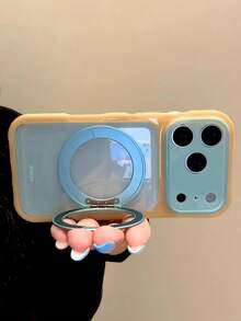 Stylish Double Color Glossy IMD Phone Case With Bracket Compatible With IPhone 18ProMax 18Pro 17 ProMax 17Pro 17 16ProMax 16Pro 16 15ProMax 15Pro 15 14 13 Cases Holder Protection Back Cover - Yellow-green - View 4