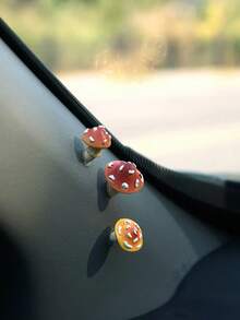 3 buah Hiasan Mobil Bentuk Jamur Miring Mini Kreatif untuk Dashboard, Jendela, Samping, dan Spion Belakang - A - View 5