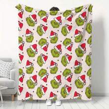 The Grinch Soft & Comfortable 1pc All-Over Print Modern Flannel Christmas Nap Blanket - Christmas Tree - Polyester Nap Blanket - Digital Print Craft, Suitable For Sofa, Bed, Travel, Office Home Decor - Multicolor - View 10