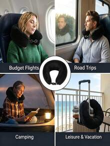 1pc Multi-Functional Adjustable U-Shaped Travel Neck Pillow, Wide & Comfortable Design With Convenient Zipper, Portable Travel Rest Accessory, Suitable For Airplane, Car, Train, Office, Long-Distance Travel, Travel Essential, Cruise Essential, Travel Storage Bag - A - View 7