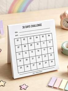 Minimalist 30-Day Challenge Habit Tracker Notebook, Undated Grid Goal Tracking Journal, Daily Task List Notepad, Self-Discipline Check-In Sticky Note,Journal Scrapbook Insert Tool, Office Goal Planning Stationery Supplies - A - View 5