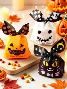 50 buah Kantong Permen Plastik Halloween, Kantong Hadiah Telinga Kelinci Selamat Halloween, Perlengkapan Pesta Halloween (Tidak Disarankan Untuk Menyimpan Permen Tanpa Pembungkus) - beraneka warna - View 5