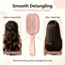 1pc Foldable Air Cushion Massage Hairbrush, Breathable Hollow Massage Comb With Soft Round Bristles, Anti-Tangle Detangling Brush, Scalp Massage And Quick Drying Function, Home Hair Styling Tool - Comb - View 3