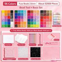 96/72/48/24 Colors Optional, Hot Melt Bead DIY Handmade Kit, Includes Square Pegboard, Multi-Layer Storage Box, Ironing Paper, Colorful Keychains And Lanyards, Suitable For DIY Puzzle Making, Valentine's Day And Birthday Handmade Gifts, Perfect For DIY Enthusiasts - Multicolor - View 4
