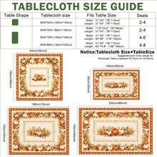 1pc Autumn Pumpkin Harvest Tablecloth, Thanksgiving Pumpkin Sunflower Berry Wheat Ear Print Pattern, Polyester Material Single-Sided Print, Suitable For Tabletop, Washable And Reusable, Suitable For Indoor, Outdoor, Patio, Wedding, Banquet, Party, Outdoor Dining, Suitable For Craft Exhibition, Banquet Event Decoration - Multicolor - View 4