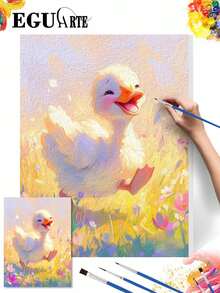 DIY Cute Happy Duckling In Flower Field (Frameless 8x12 / 16x20 Inches) Paint By Numbers Kit (Acrylic) Arts & Crafts For Adult Beginners, Home Wall Decor, And Holiday Gifts - Sets - View 2