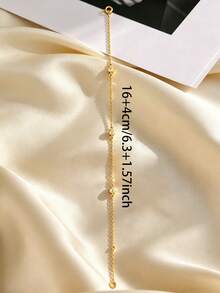 1pc Classic Minimalist Elegant Zirconia Thin Bracelet, 304 Stainless Steel With Copper Bubble Rhinestone Decor Chain, Versatile Jewelry - Gold - View 3