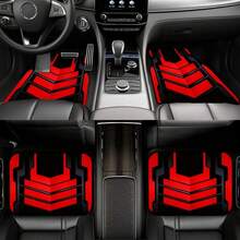 Cool Red And Black Mechanical Texture Car Universal Floor Mat Set, Suitable For Most Models, Combining Practicality And Aesthetics! With Unique Print, Enhancing Your Car'S Highlights. Whether For Daily Commuting Or Road Trips - A - View 1