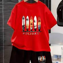Tween Boys Extended Size T-Shirts - Red - View 1