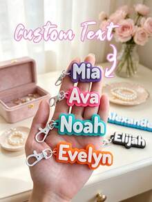 Customized Personalized Name Letter Keychain, Anti-Lost Name Tag, Suitable For Backpacks, Luggage, Water Bottles Customized Key Ring Accessories, Women's Birthday Gift - Multicolor - View 4