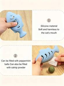 Silicone Fish-Shaped Slow Feeder Puzzle Toy, Train Pet's Biting Strength, Fun Cat/Dog Toy, With Mint Ball - Multicolor - View 5